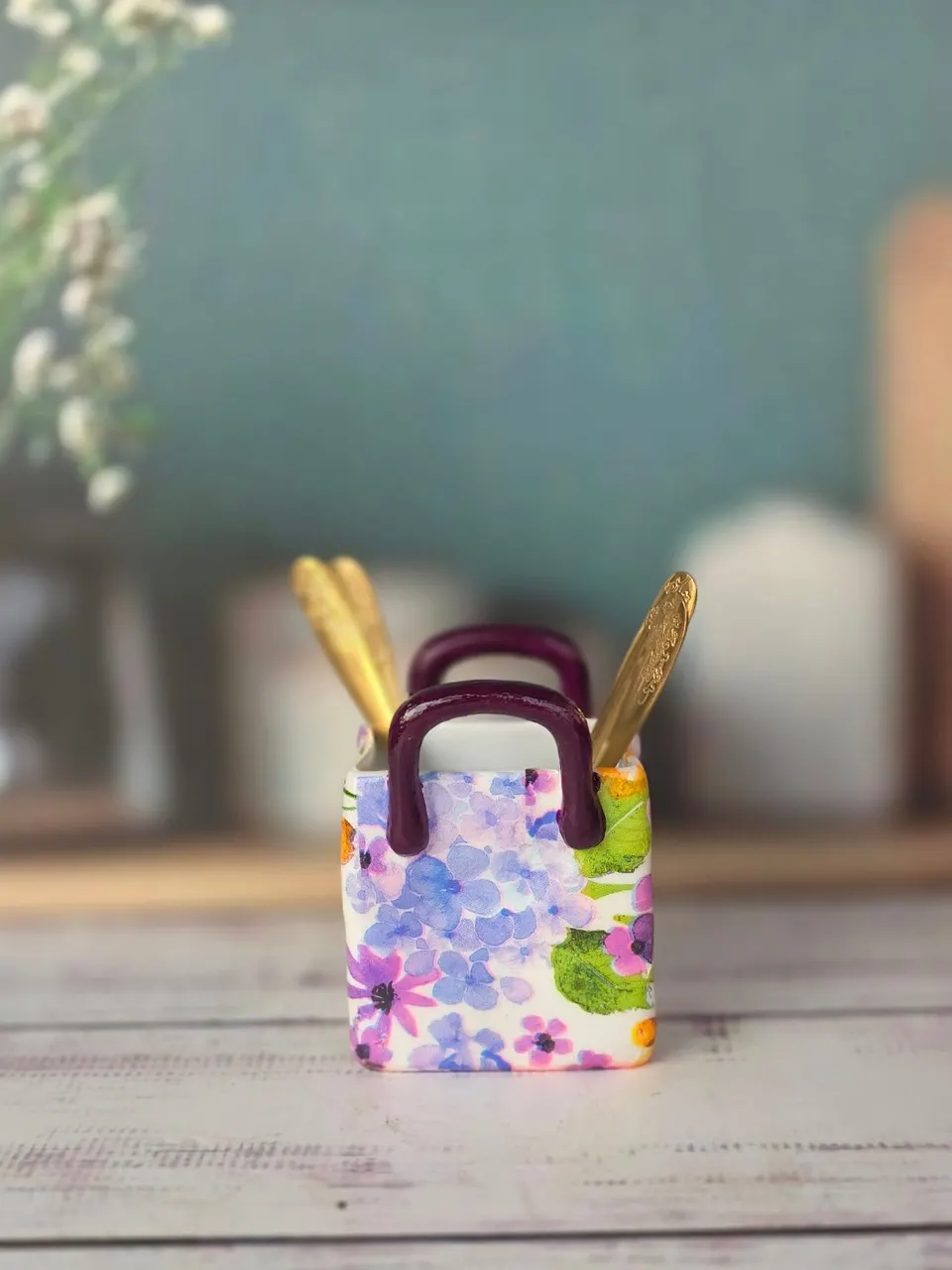 Floral Spoon and Fork Holder
