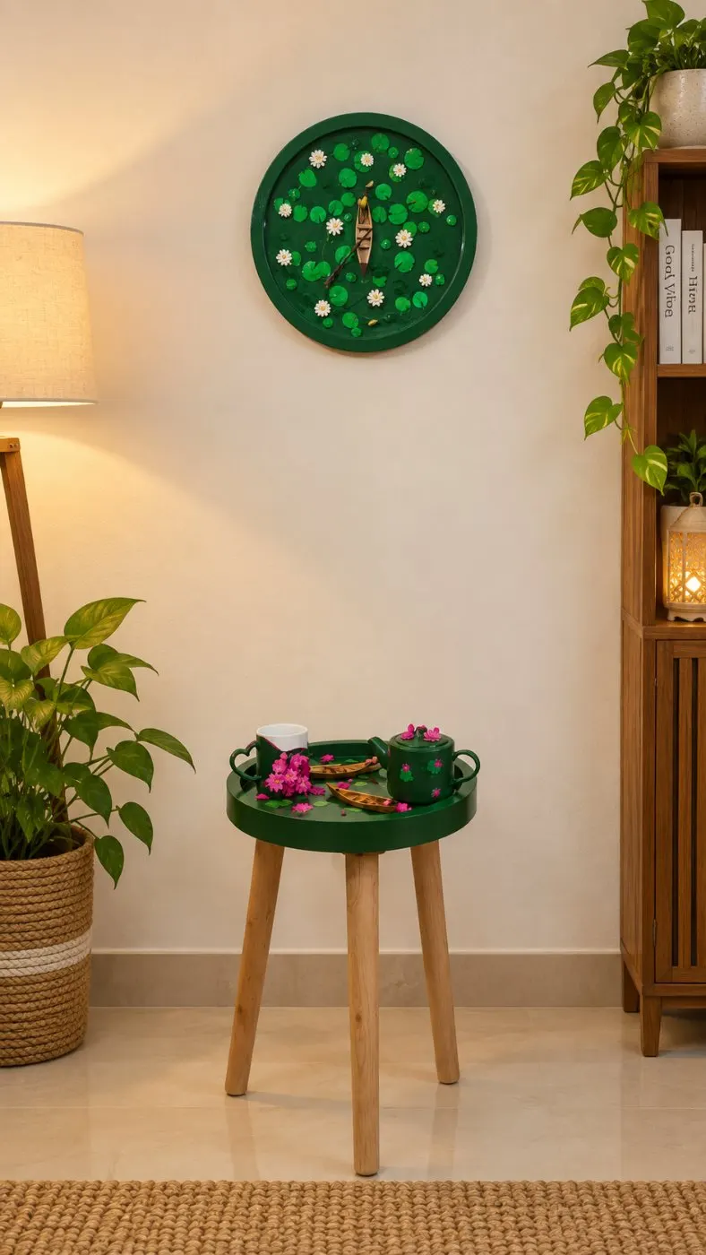 Hand-painted Wooden Tea Table,Wall Decor,Teaser Combo