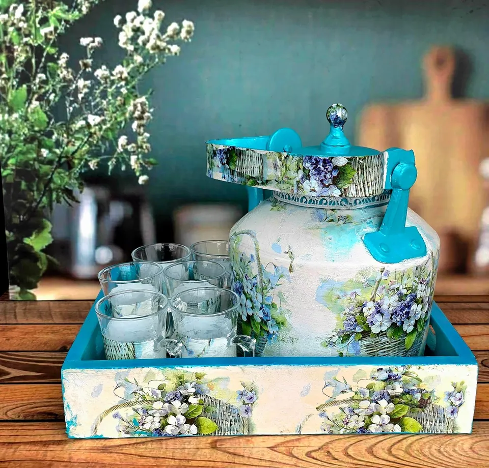 Floral Decoupage Kettle Set